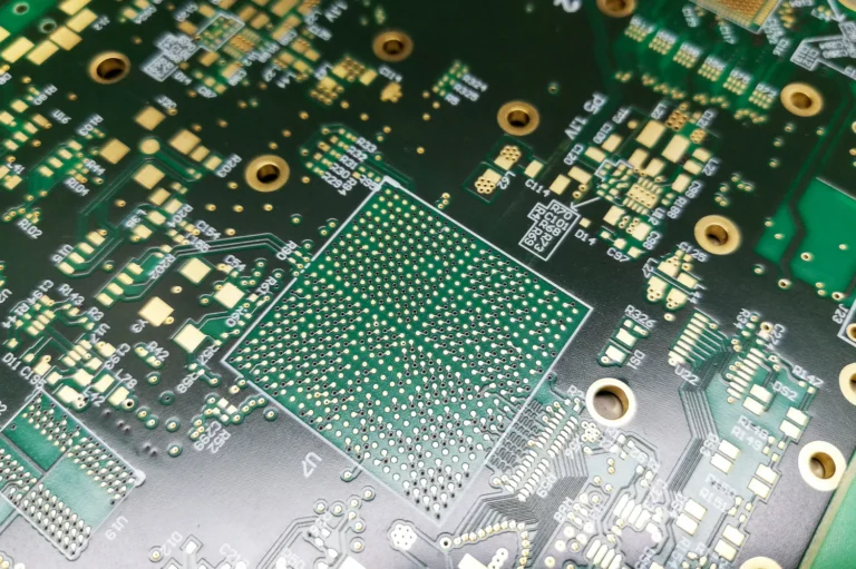 BGA package on a printed circuit board illustrating the package-to-board interface