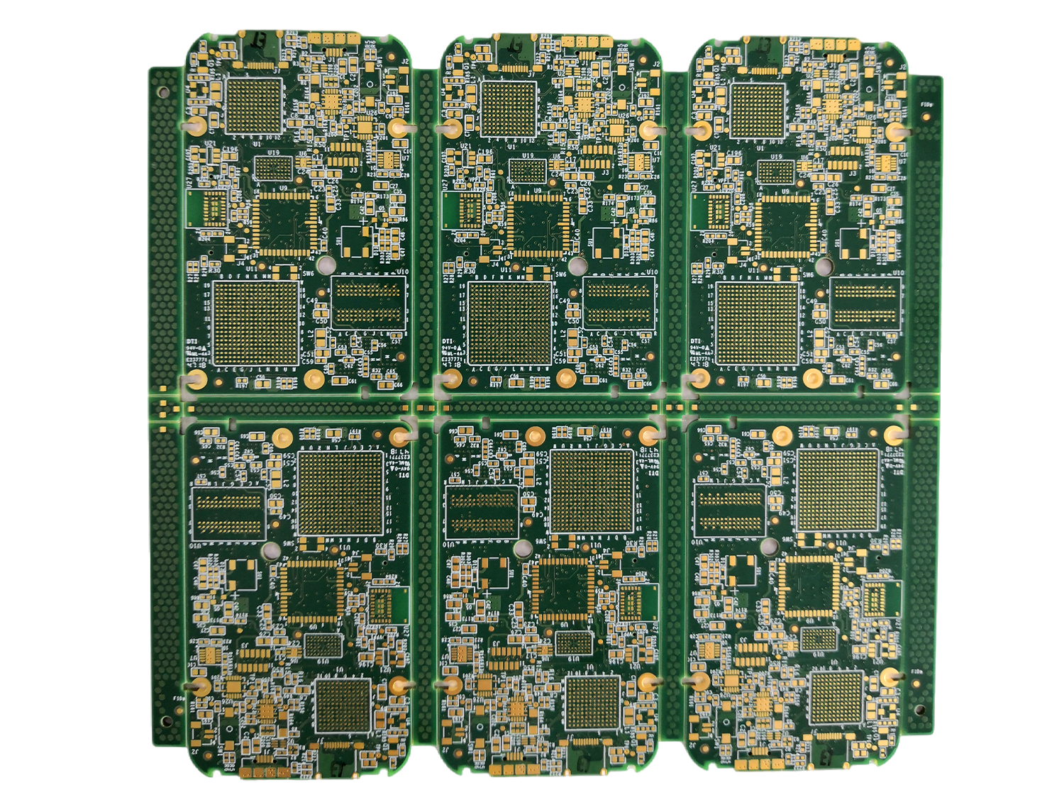 HDI PCB stack-up showing fine-line traces and laser-drilled microvias for high-density designs